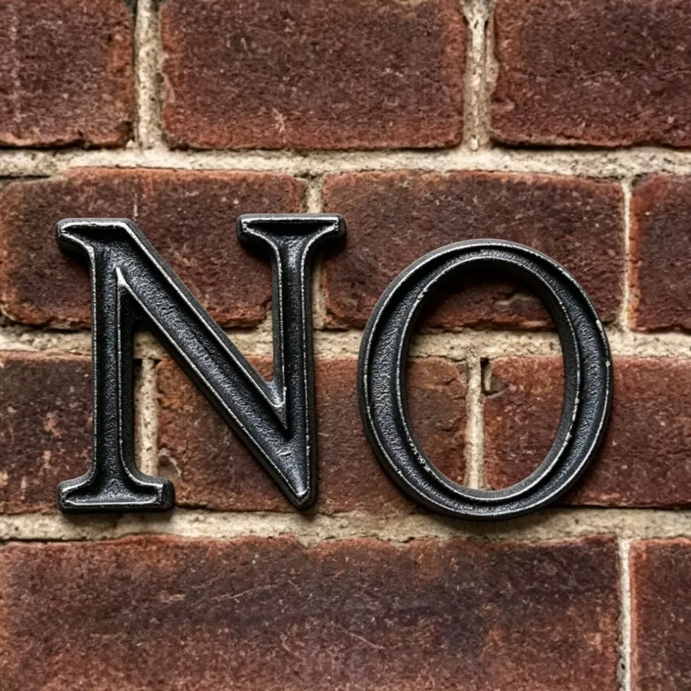 

Vintage Cast Iron NO Sign, Rustic Metal Wall Art, Black Distressed House Letter Decor, for Farmhouse & Cafe, Sturdy Build