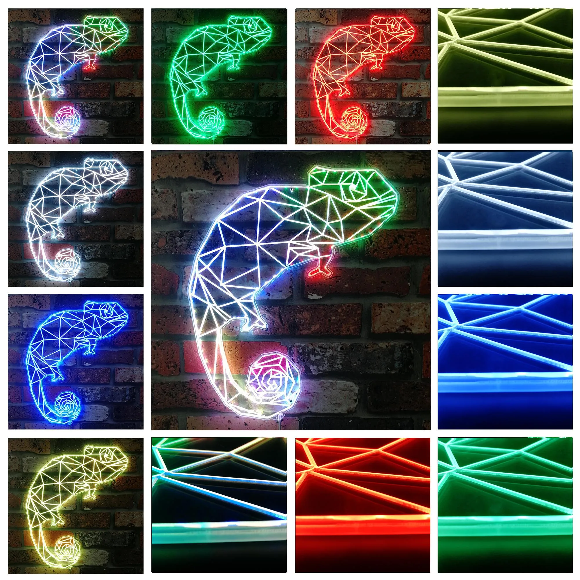 Chameleon Lizard Geometric RGB Dynamic Glam LED Sign st06-fnd-i0281