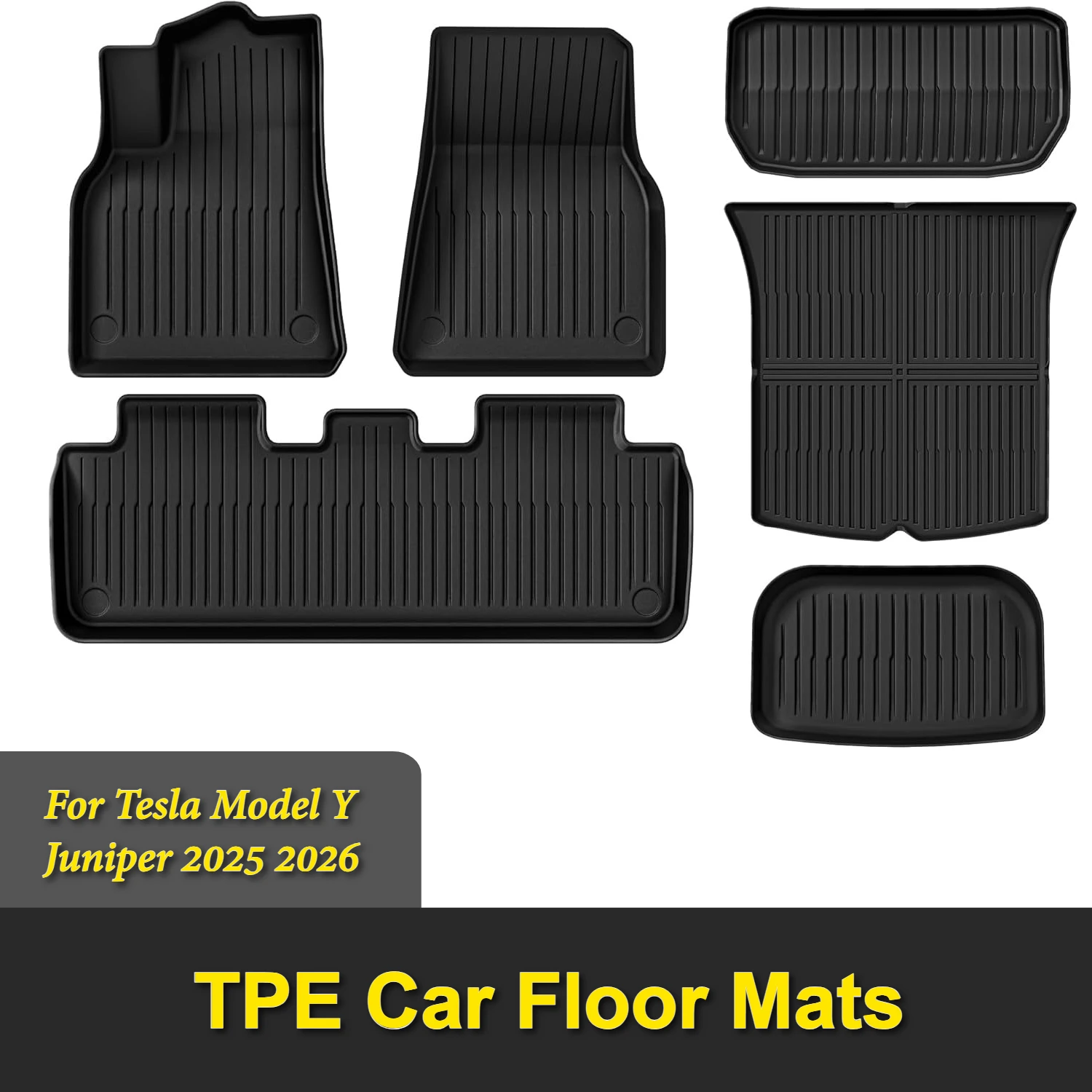 

Floor Mats For Tesla Model Y Juniper 2025 2026 TPE Odorless Trunk Pad Scratch-Resistant Cargo Protective Liner Non-Slip Car Mats