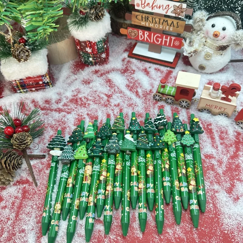 20/30pcs  Creative, simple, and cute Christmas tree-themed retractable gel pen for the holiday season Random Color Campus Design