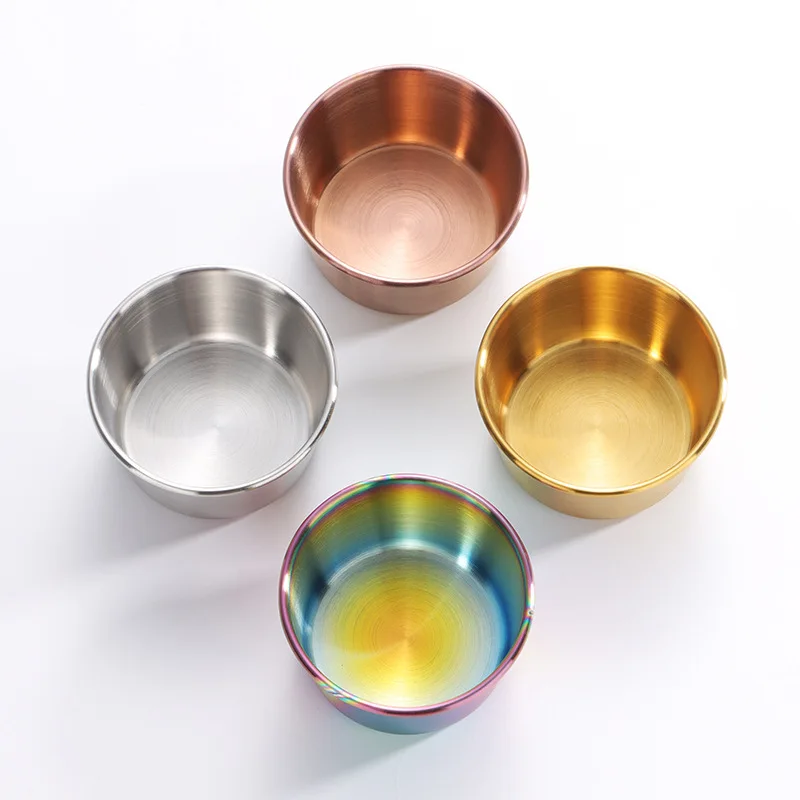 60/80ml 304 Stainless Steel Small Sauce Cup Kitchen Food Snack Seasoning Dish Salad Ketchup Dipping Saucer Container for Picnic