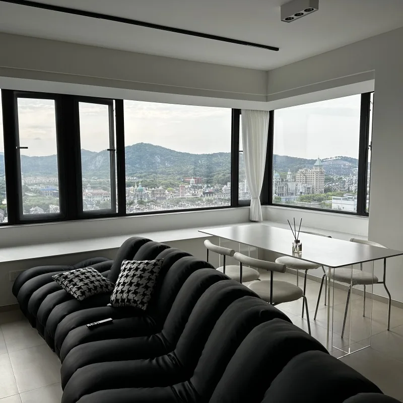 Sofá serpiente, sofá de piel de microfibra, sofá módulo curvo