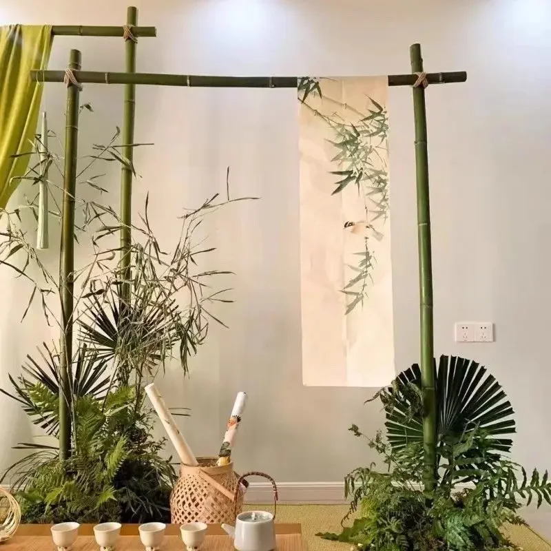 Wedding Arch Prop Bamboo Shelf Display Rack Wedding Chinese Outdoor Bamboo Pole Decoration Bamboo Rack Meichen Welcome Rack