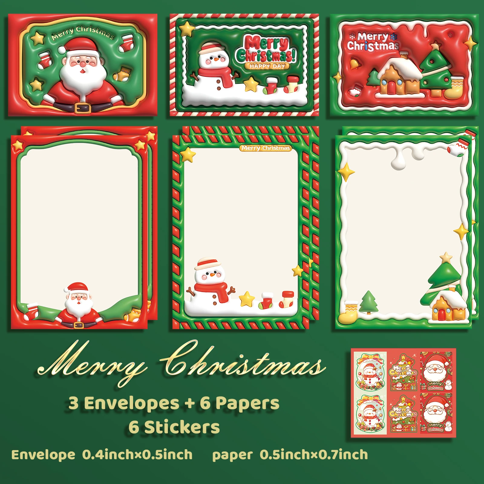 Christmas Envelope&Stationery Set-High-End Couple Handwritten Love Letter Card-Confession Blessing Christmas Envelope