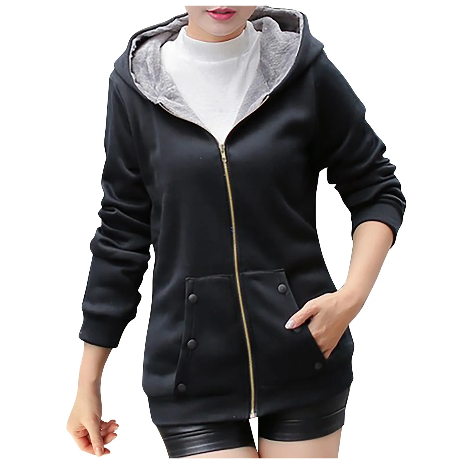 Women\'S Fashion Thicken Warm Zipper Cardigan Sweater Hooded Jacket Abrigos Mujer Invierno Chamarras Para Mujer пальто женское