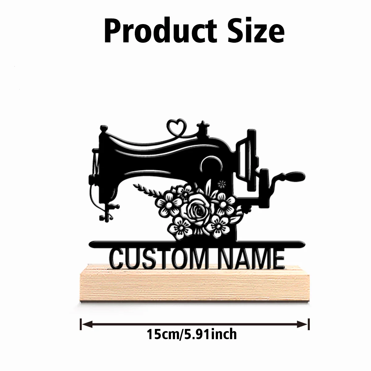 1pc Cute Personalized Custom sewing machine Adventure Desk Sculpture with Wooden Base Perfect for Hikers Campers Nature Lovers - view 2