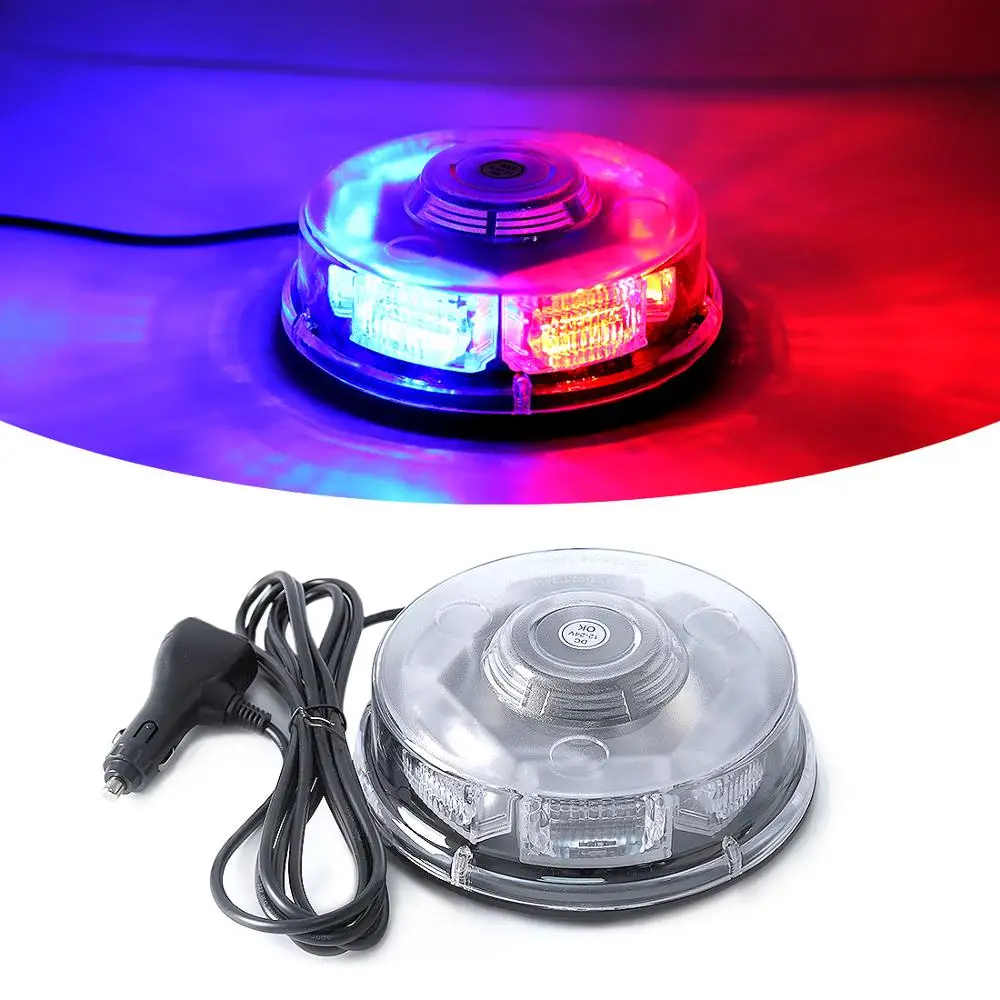 Strobe Signal LED Roof Car Warning Light Flashing Beacon Alarm Emergency Lamp Red Blue Yellow White Car Truck Magnetic