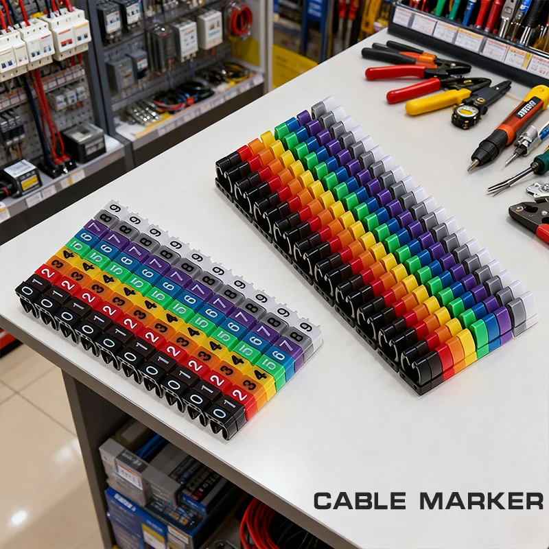 100/150pcs/lot Cable Markers Colourful C-Type Marker Number Tag Label For Wire 1.5/2.5/4/ 6mm²