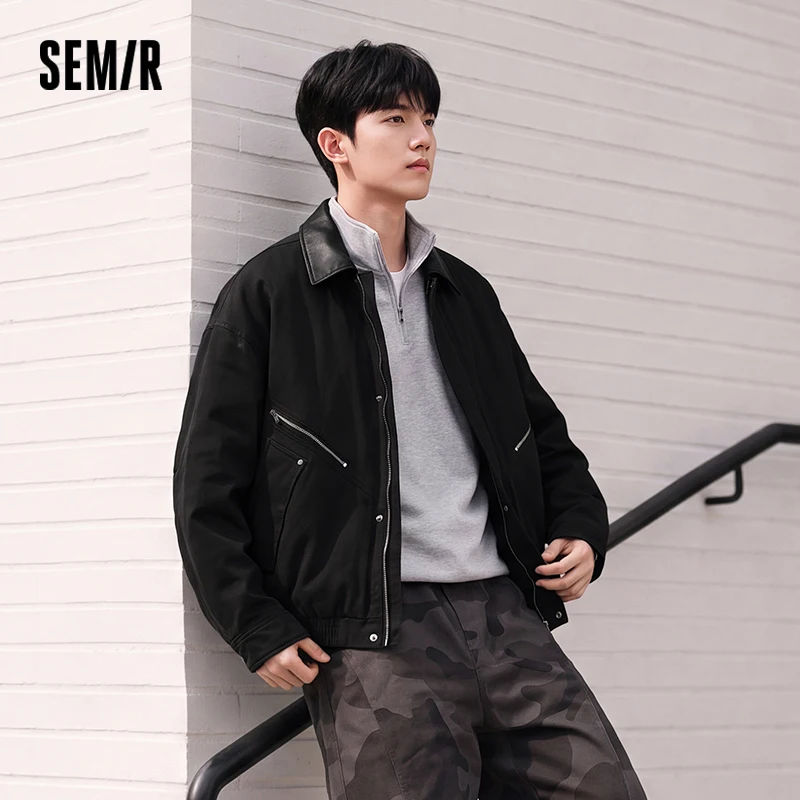 Semir Men Padded Jacket Modern Style Workwear Washed Finish Oversized Fit Turn Down Collar 2026 New Winter Daily Wear
