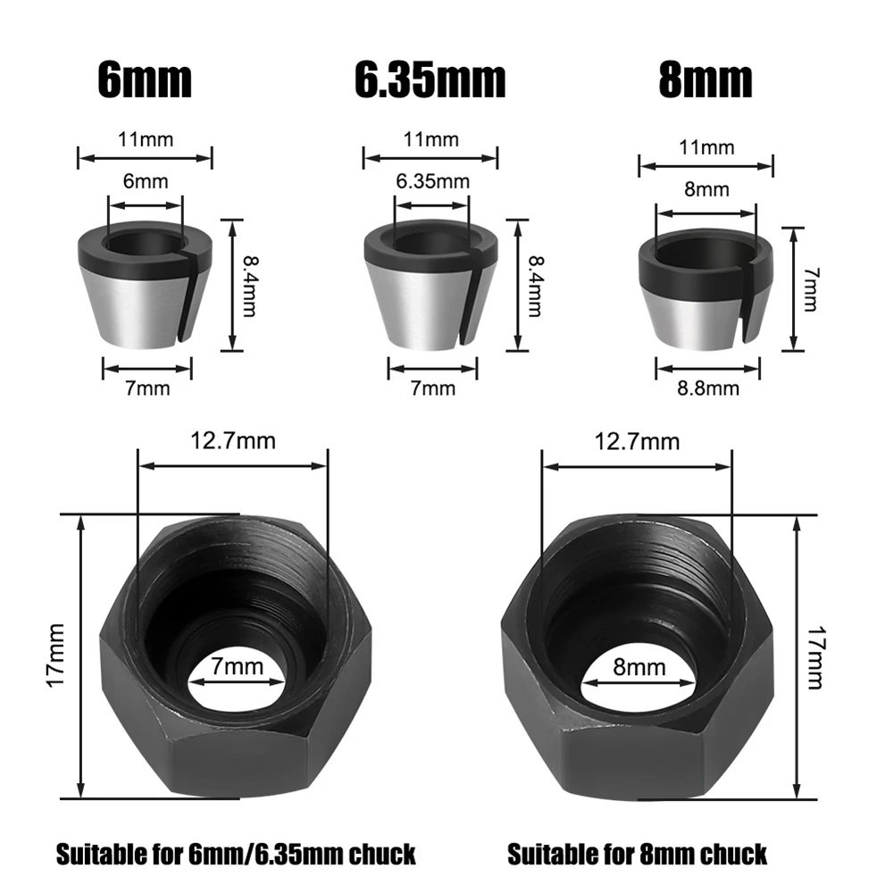 Imagem -03 - Acessórios de Fresa Elétrica Adaptador de Pinça Pinças Chuck Gravura Máquina de Corte mm 635 mm mm pc Pcs Pcs