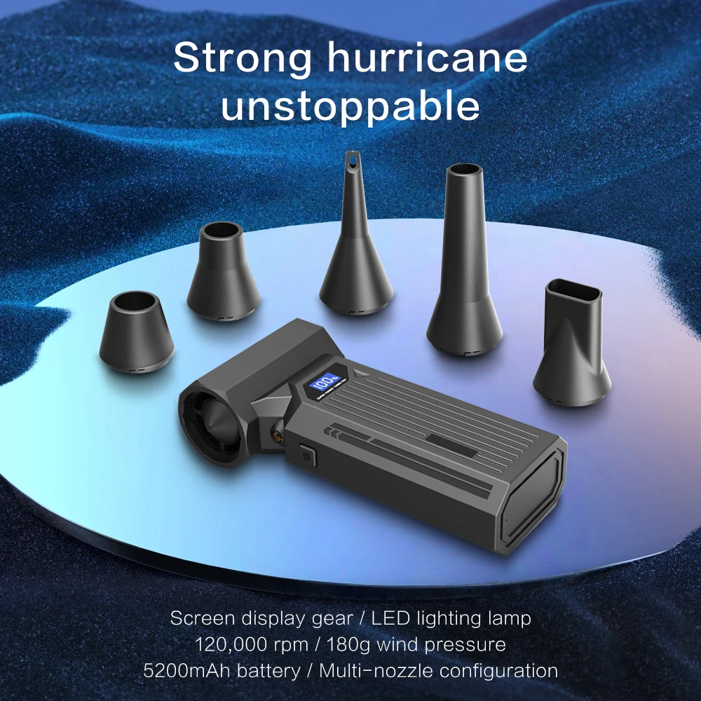 

Новый воздуходувка Z2, 4-ступенчатый регулируемый турбоструйный вентилятор со светодиодной подсветкой, аккумуляторный дисплей, беспроводная тряпка со сжатым воздухом, 110000 об/мин