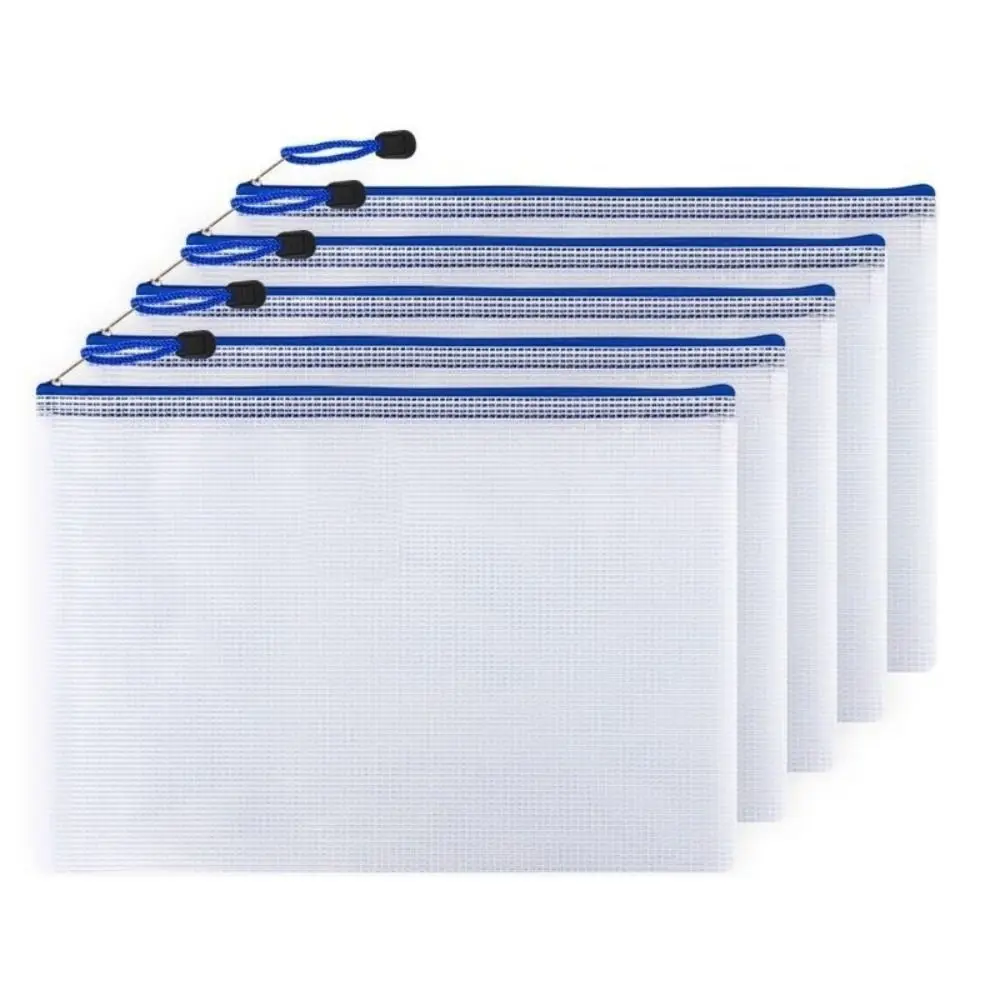 INS Thickened Zipper Grid Bag Large-Capacity Transparent File Bag Waterproof PVC Stationery Bag Student