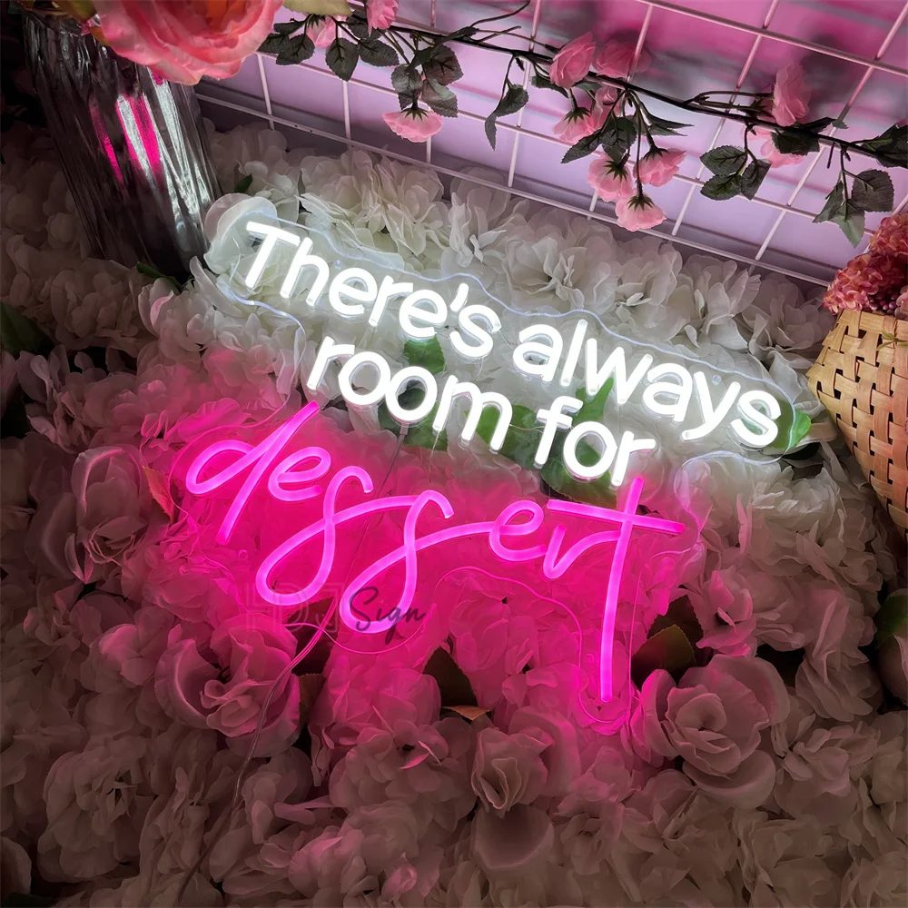 There is always room for Dessert Neon Sign Cake Shop Restaurant Decoeation Led Neon Lights Dessert Coffee Cafe Shop Wall Decor