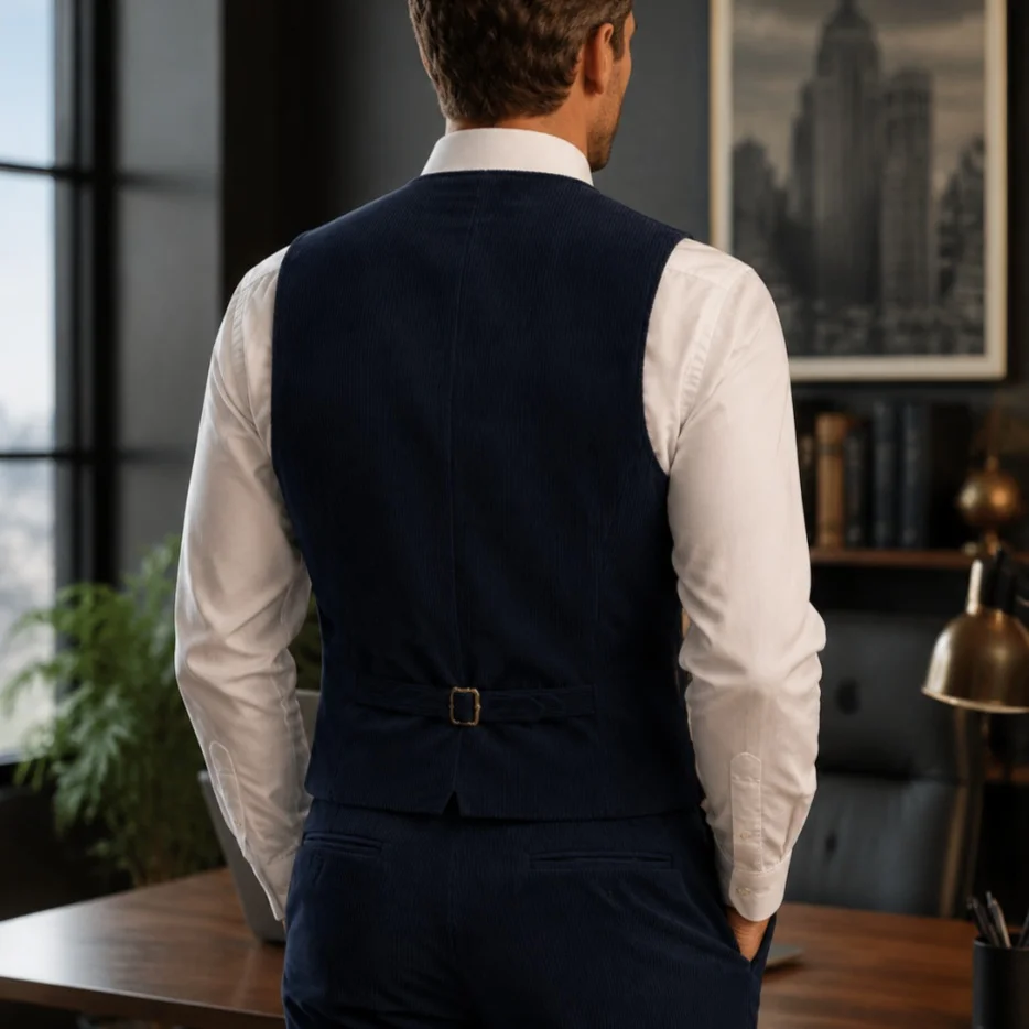 Men's Corduroy Vest Casual Vintage Waistcoat Soft Fabric Button Pocket Jacket
