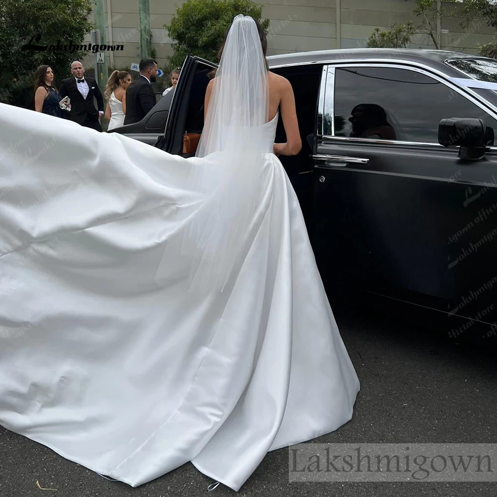 Lakshmigown Hochgeschlitztes Plissiertes Satin-Hochzeitskleid 2027 A-Linie Brautkleider für Frauen vestidos de novia boda Maßanfertigung – Detail 7