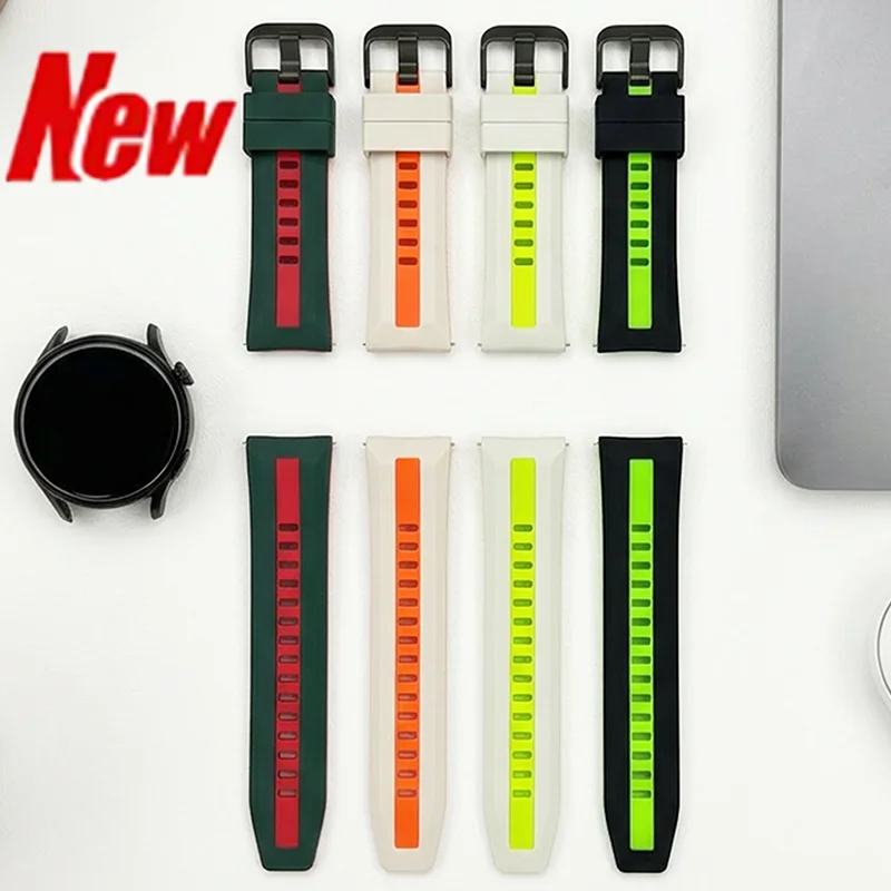22mm Two-Tones Silicone Strap for Huawei Watch Ultimate 2 Sports Band for Huawei Watch GT7/6/5 GT7 Pro 46mm Universal Watchband