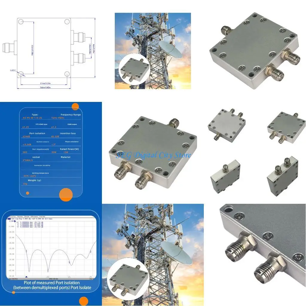 

U75B Металлический делитель мощности SMA, сумматор 1 ГГц-4 ГГц с низкими потерями КСВ для L-диапазона S-диапазона