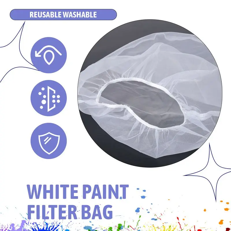 ABRW-25 Pcs 5 Gallon Elastic Top Paint Strainer Bags White Fine Mesh Bag Paint Filter Bag For Hydroponics Painting Gardening
