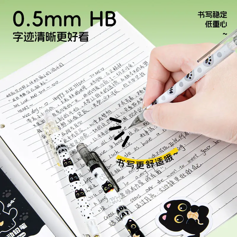 Wholesale 60pcs Cute Cat Mechanical Pencils 0.5mm Student Writing Items Automatic Pencil with Eraser Kawaii Stationery Supplies