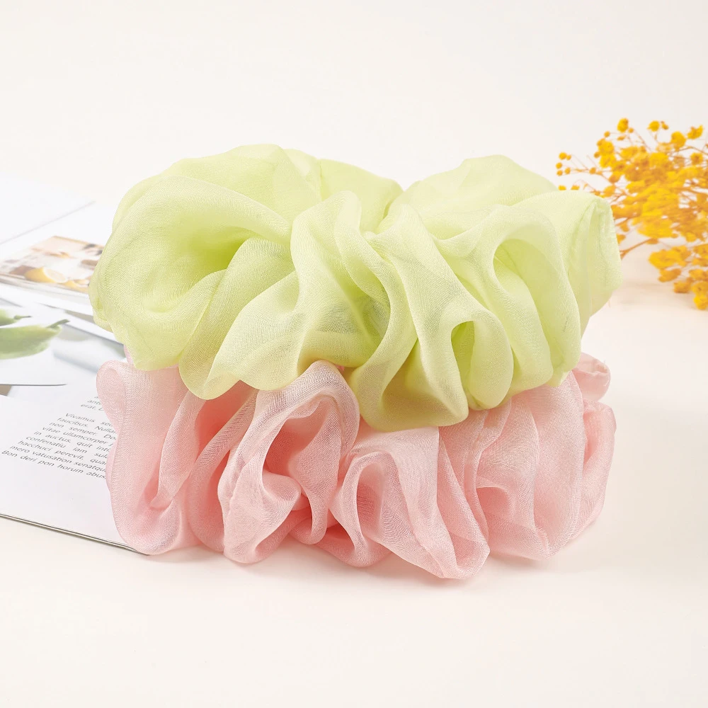 Fashion Silk Organza Scrunchie for Women Girls Hair Band Elastic Korean Big Scrunchies Ponytail Holder Hair Tie Headwear