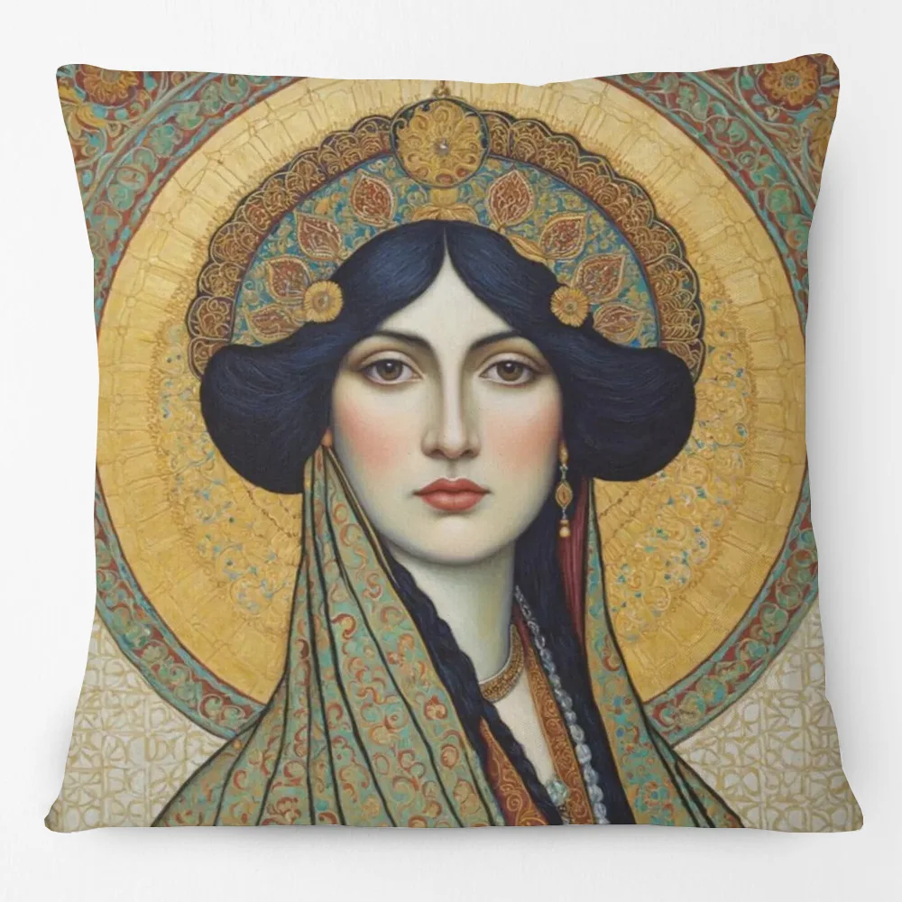 Sacred Feminine Mystical Vintage Portrait Regal Boho Decor Cushion Cover Home Sofa Throw Pillow Case