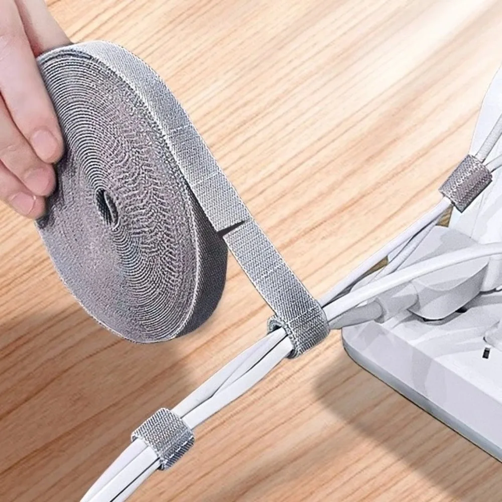 1/2 Inch X 16.4ft Hook and Loop Straps Double Sided Self-Gripping Reusable Cable Straps Cut To Length Grey Fastening Cable Ties
