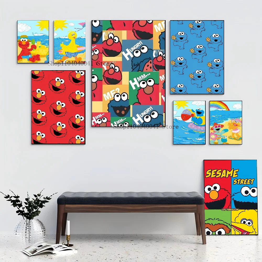 1PC Sesame Cartoon Street Cookie Anime Poster Paper Print Home Living Room Bedroom Entrance Bar Restaurant Cafe Art Painting