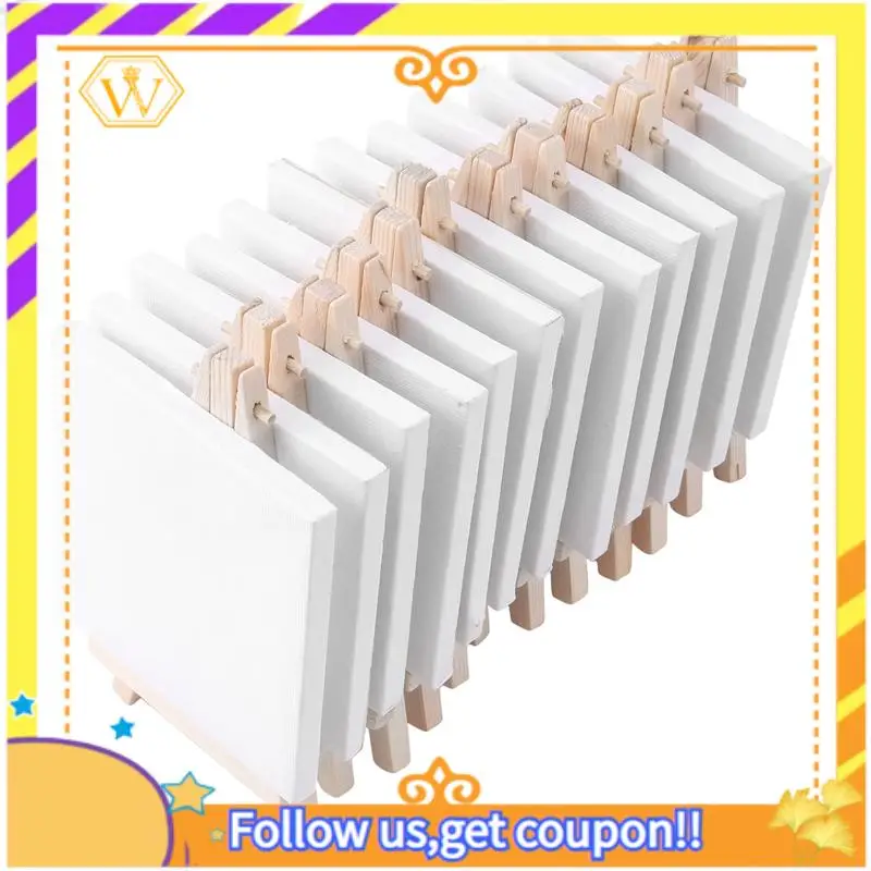 

A01K-4 на 4-дюймовый мини-холст и набор мини-деревянных мольбертов 8 х 16 см для рисования, рисования, школьных принадлежностей для художников, упаковка из 60 шт.