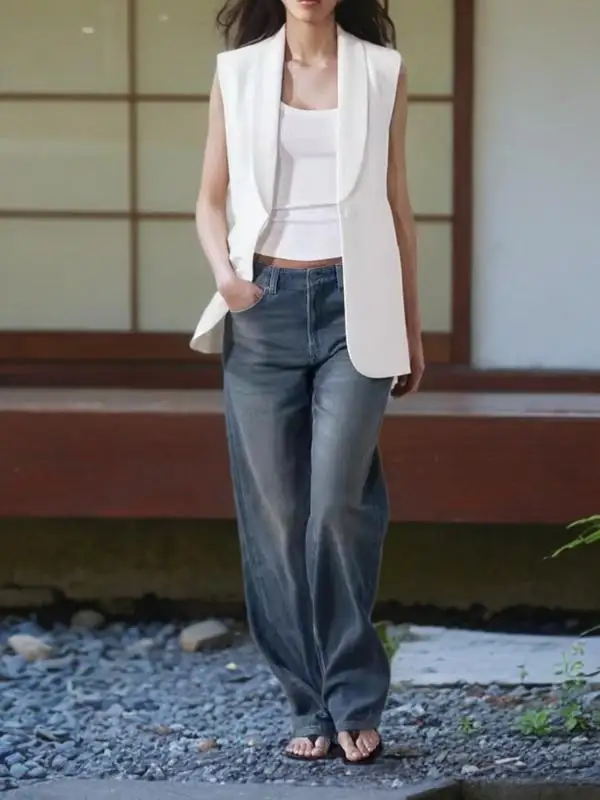 

2025 New Faion Women's Vest Top with Belt Busin Sle Independent Station Cross-Border Summer Clothing Ladies Suit