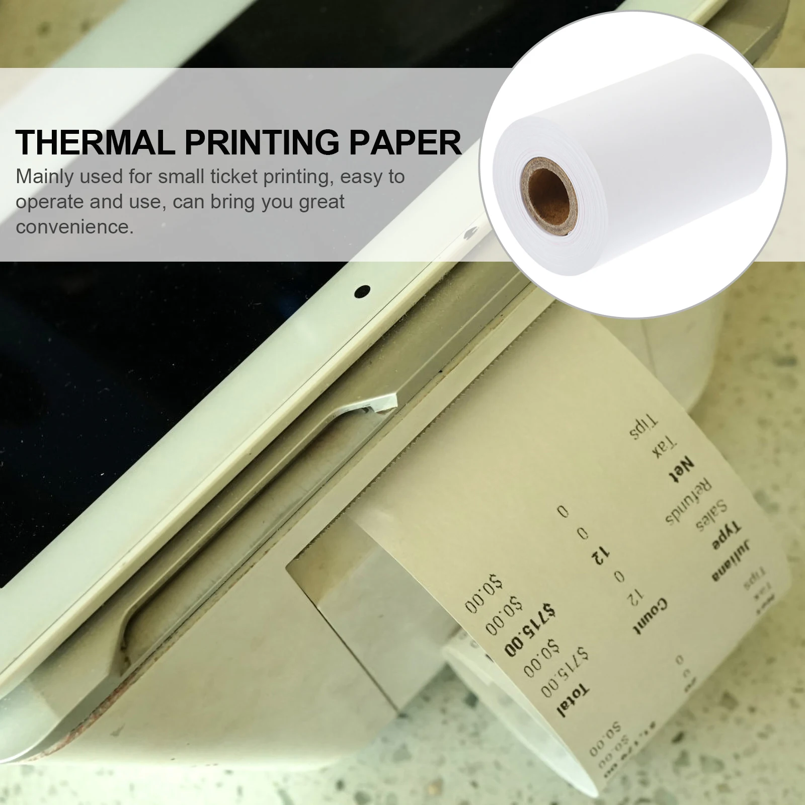 80x50 Thermal Receipt Paper Material Cash Register Kitchen Printer Calculator Tape POS System Queue Management