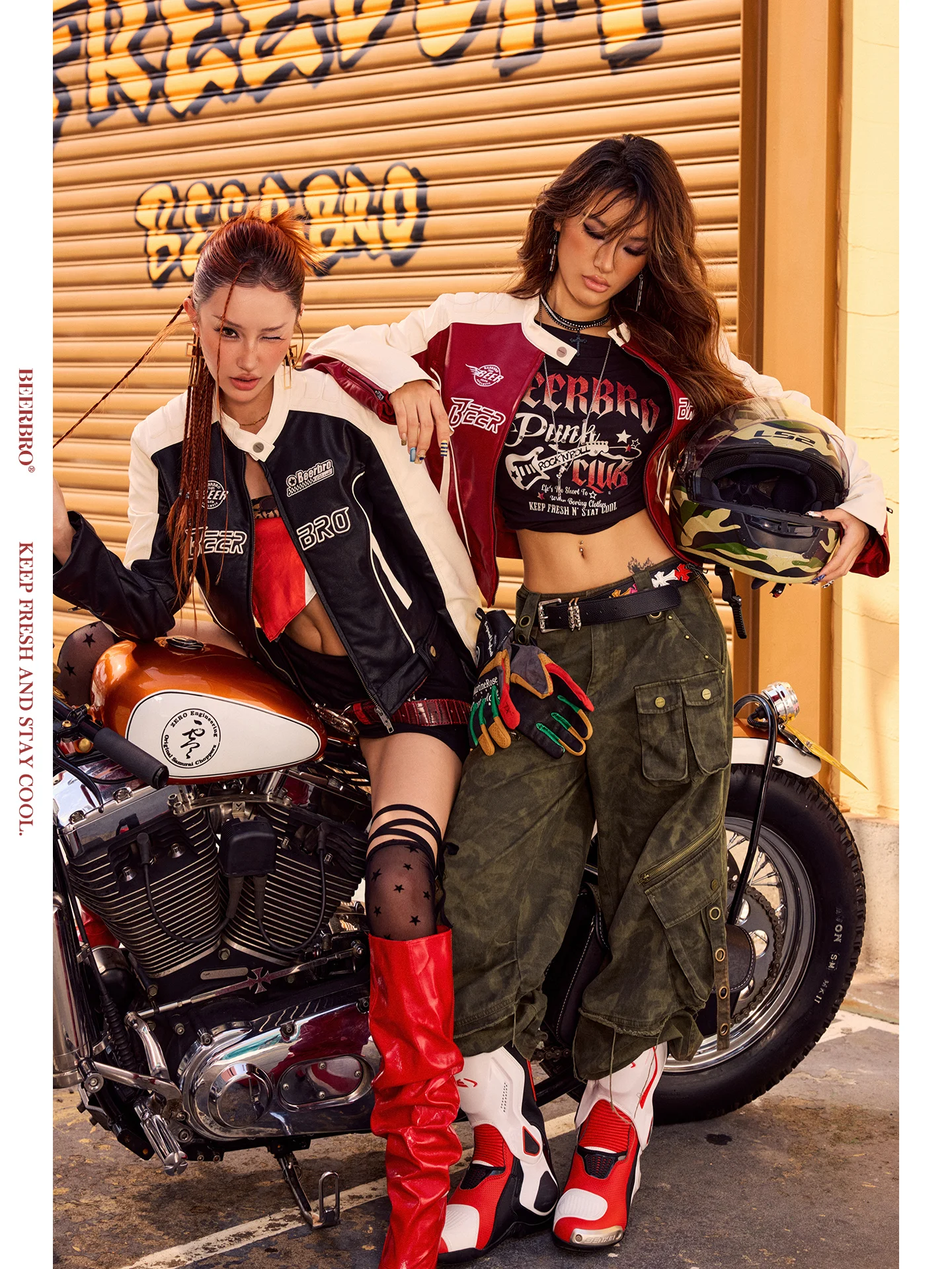 BeerBro Ci Moto Women's Street Sle Jaet Lightweight Cotton Lined Motorcycle Leather Jaet Cool Sensation Upper Body