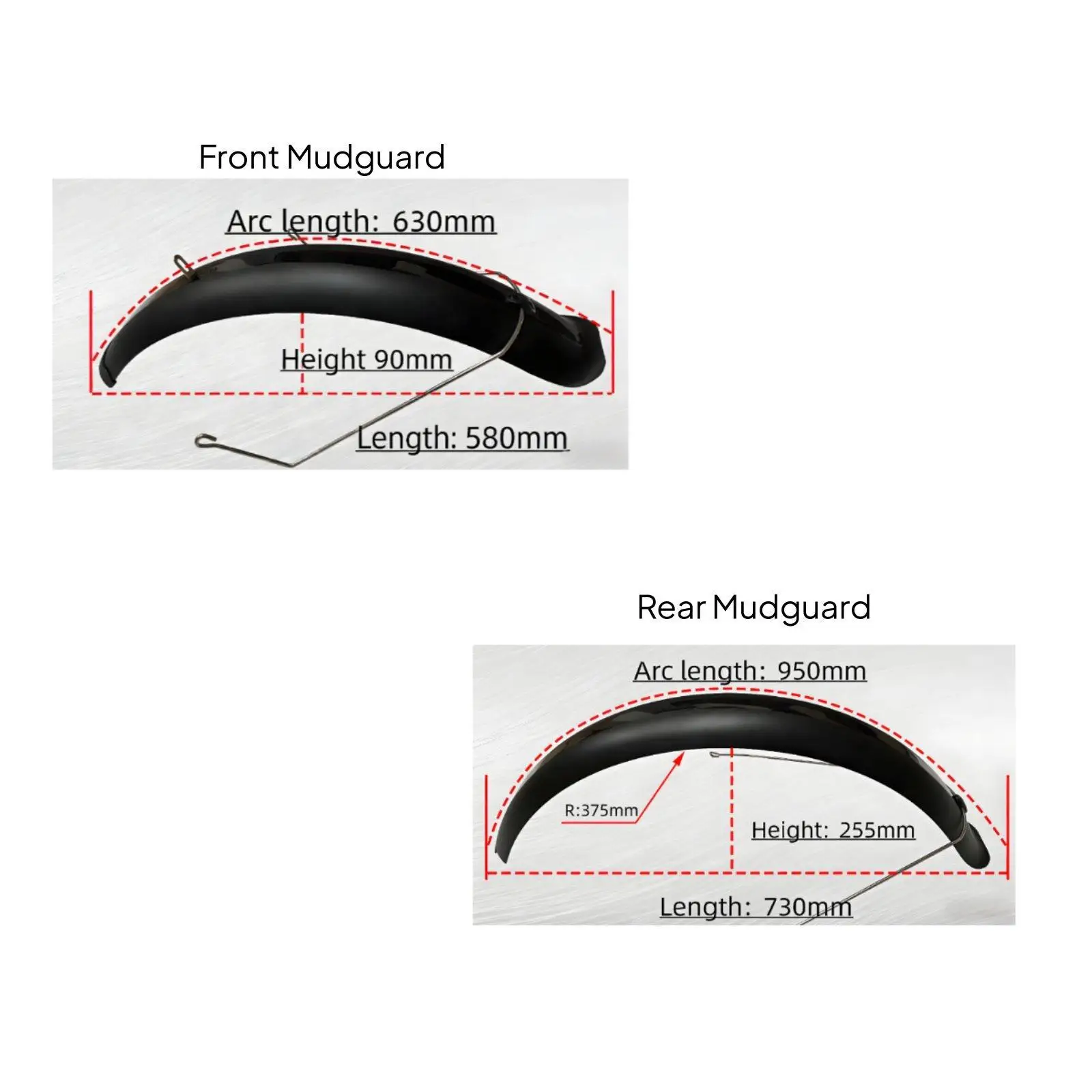 Wide Tire Snow Bike Mudguard Set Splash Guard Accessory Gravel Bike Shield for Wet and Muddy Trails