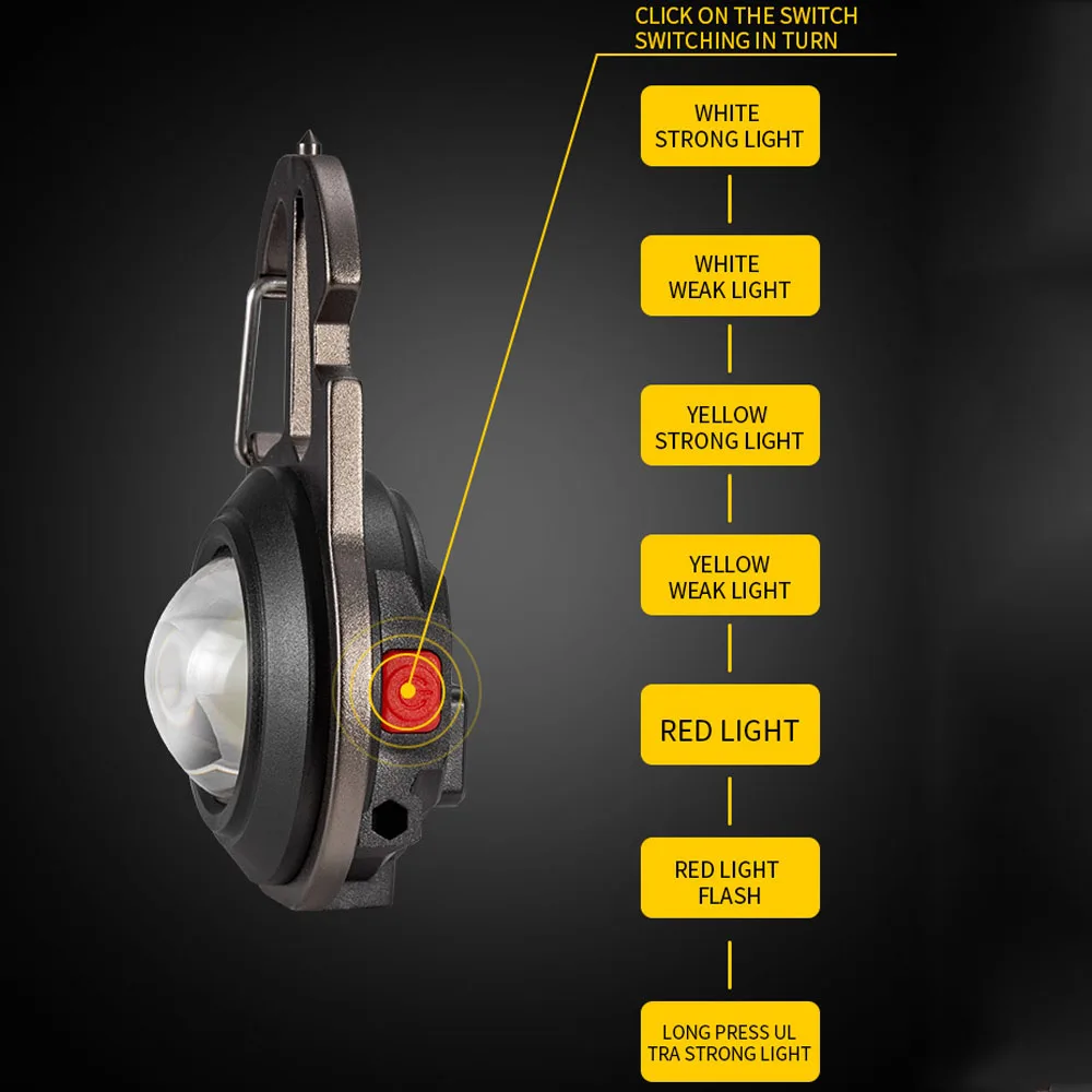 Mini LED Flashlight Keychain Light USB Rechargeable Torch LED Lantern With Strong Magnetic Camping Emergency Light Self Defense