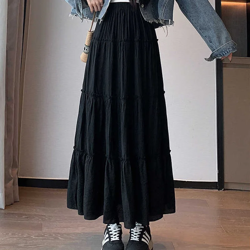 White Half Skirt for Women 2024 New Spring and Autumn High Waist A-line Skirt Small Umbrella Skirt Long Skirt Summer Cake Skirt