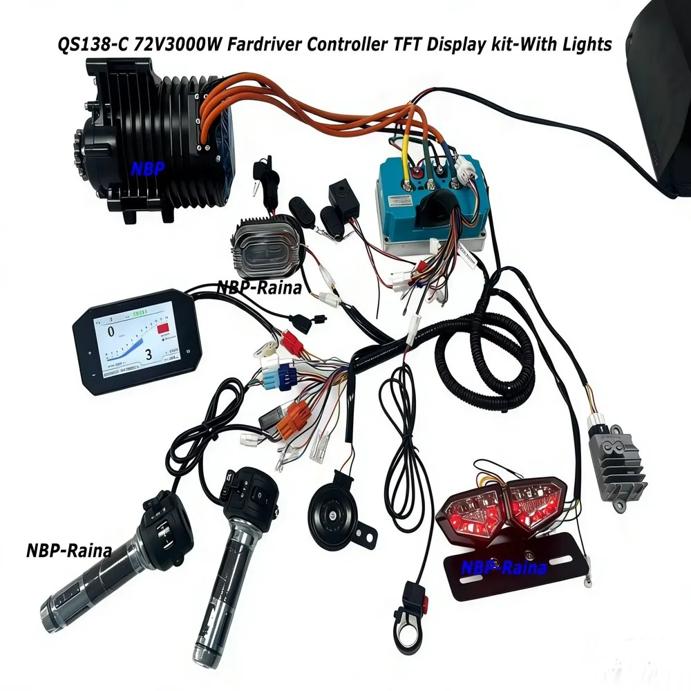 72V 3000W Mid Drive Motor Kit 100KPH Electric Bike Conversion with Fardriver ND72450 ND72450/530/680 Controller DKD