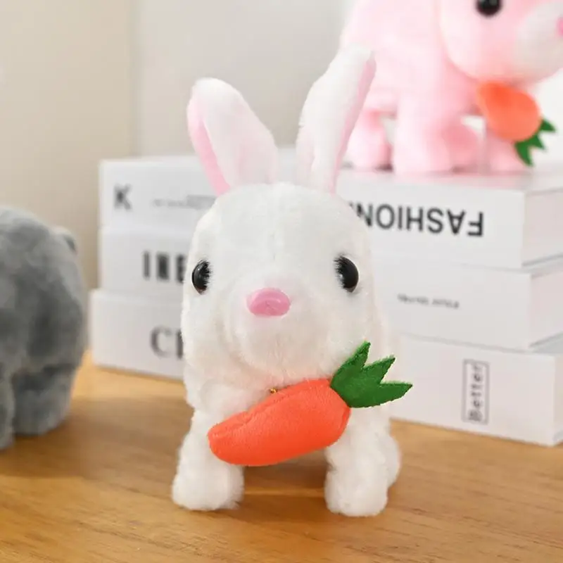 Walking Bunny Toy 6.7in Movable Electronic Interactive Rabbit Dancing Toy With Sound Fun Wiggle Ears Rabbit Doll Battery