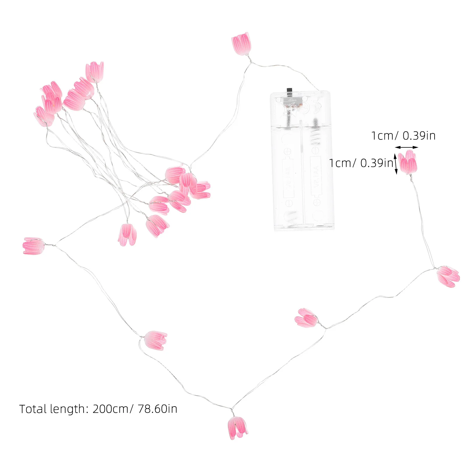 Guirlande lumineuse en forme de tulipe, délicate et décorative, pour fête d'anniversaire, mariage, fil de cuivre, matière plastique