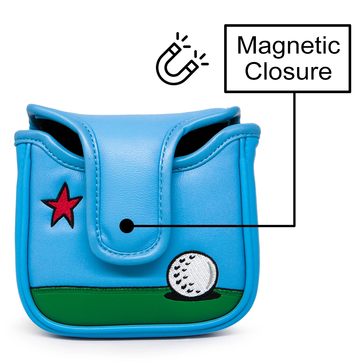 Golf Mallet Putter Cover Gopher Golf for Mallet Headcover with Magnetic Closure Elegant Embroidery Premium Leather