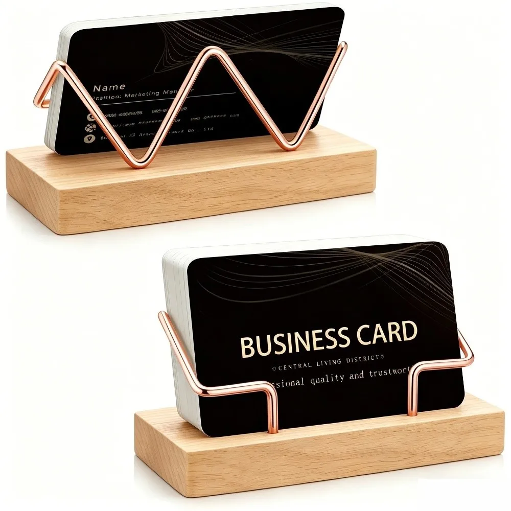 Premium Solid Wood Business Card Holder Durable Compact Business Card Box High-End Construction Card Display Stand Home Desktop