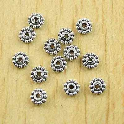 

200pcs round 4.7mm hole 1.2mm Tibetan Silver Daisy Spacer beads H0558