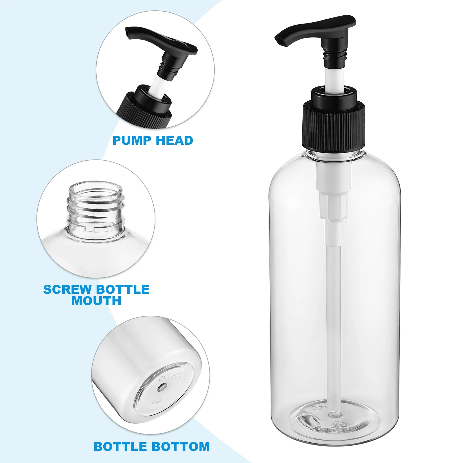 5 Pcs Shower Bottles Refillable Shampoo Pump Spray Liquid Soap Dispenser with for Conditioner