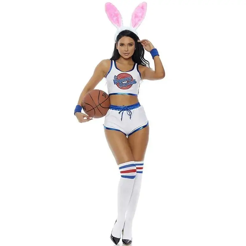 

Женский сексуальный баскетбольный костюм Lola Bunny Rabbit, карнавальный костюм Rabbit Bunny Jam, костюмы для женщин и девочек, праздничная одежда на Хэллоуин, топы