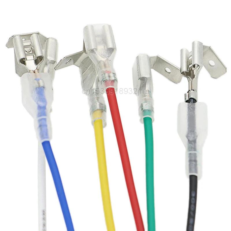 10Pcs 4.8mm 6.3mm with 16cm Wire Back Shoulder Of Male And Female Plug Connector Inserted Spring Cold Terminal DJ6212-6.3B/4.8B