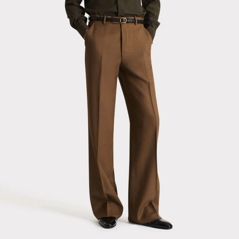 

Mens Straight Leg Suit Pants Solid Color Flat Front Formal Trousers Slim Fit Fashion Comfortable Breathable Dress Pants for Men
