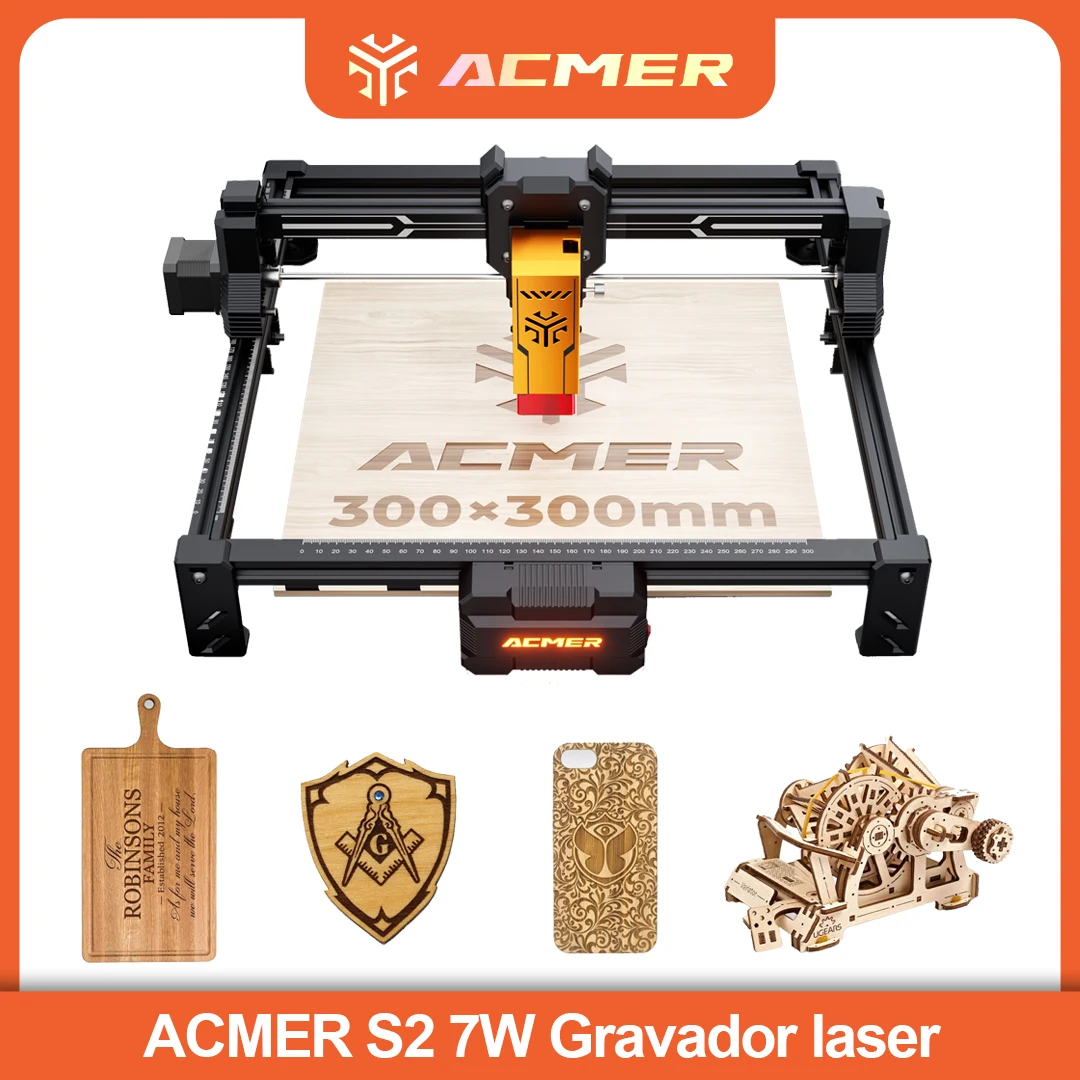 

ACMER S2 7W Laser Engraver Cutting Machine Working Area 300x300mm Blue Light Diode CNC Wood Cutting tools DIY Logo Printer