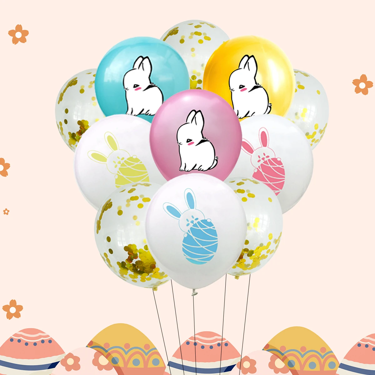 11 Stück 12 Zoll Osterei Kaninchen Latexballons Osterdekorationen Partyzubehör