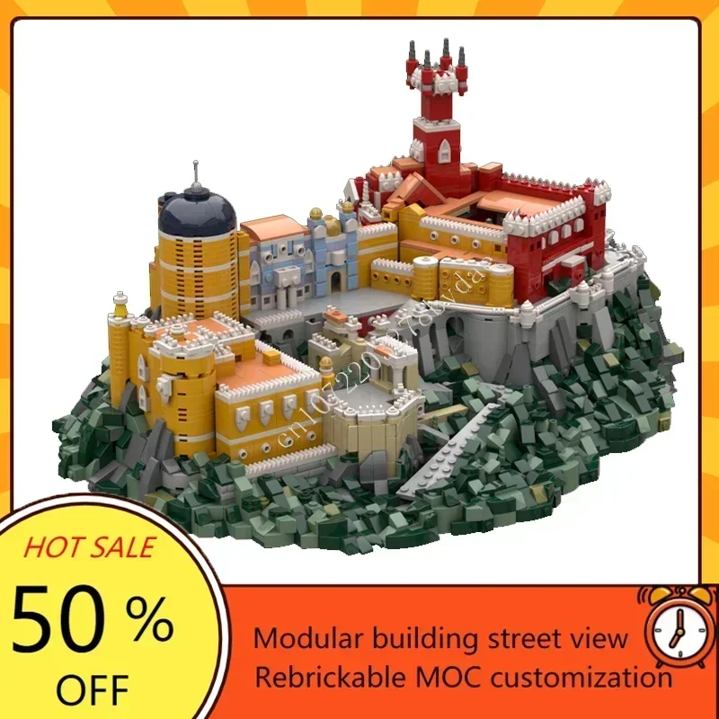 3780PCS MOC Medieval Castle Custom Puzzle Model Kit - Palacio Da Pena Sintra Portugal Technical DIY Set for Adult Holida