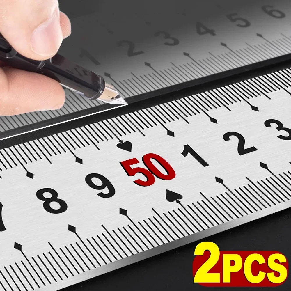 50cm Stainless Steel Metal Straight Ruler Centimeter Metric Scale Metal Rulers Precision Learning School Office Stationery