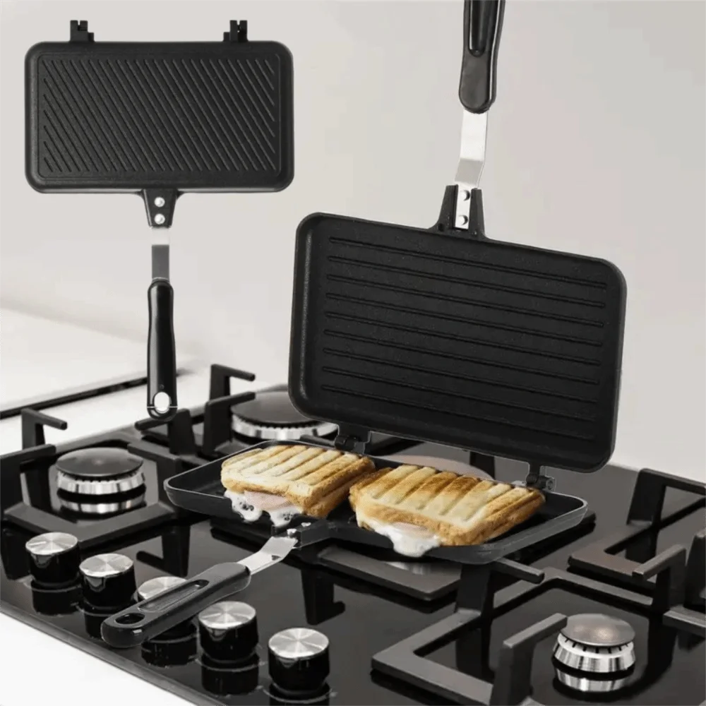

Double-Sided Breakfast Sandwich Baking Pan Heat-resistant Detachable Toast Frying Pan Aluminium Alloy Sandwich Maker Barbecue
