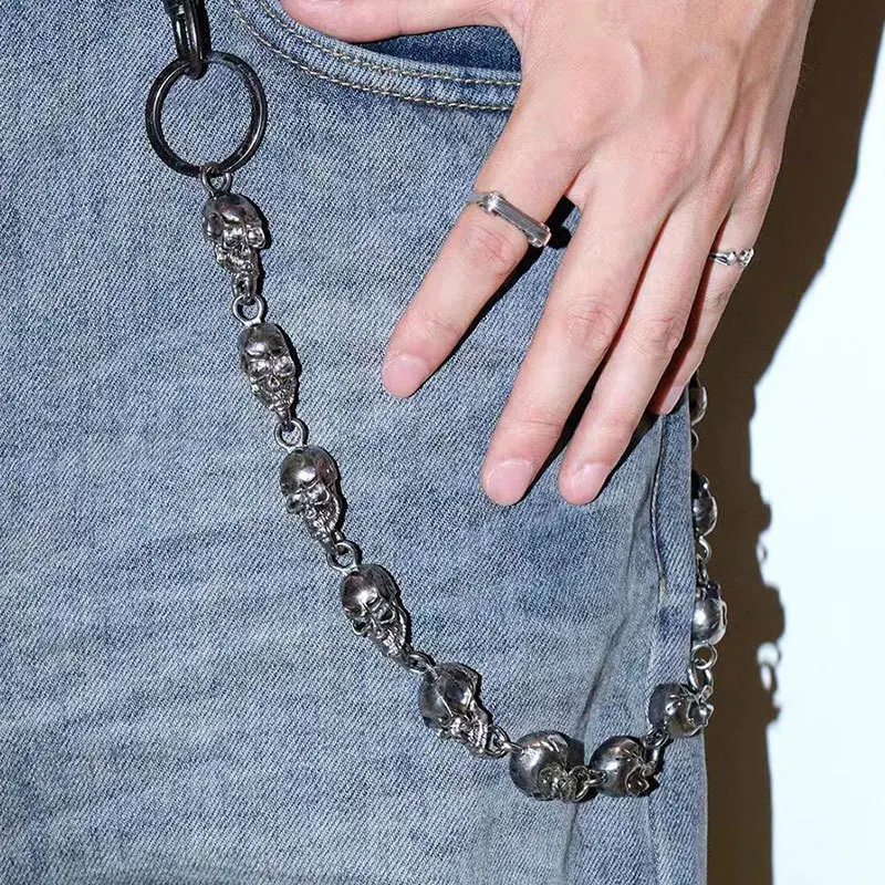 Skull Keychain Wallet Chain, Punk Gothic Metal Jean Key Ring for Men Women, Hip Hop Biker Pants Keychain Accessory view 5